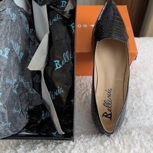 Bellini Black Croc-Embossed Flats